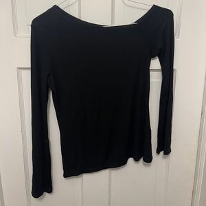 Black Asymmetrical Wide Neck Sen Top